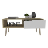 Mesa De Centro Color Duna Con Blanco Modelo Oslo 100 Cm Larg