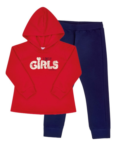 Conjunto Moletom Pelúciado Infantil Feminino Pulla Bulla