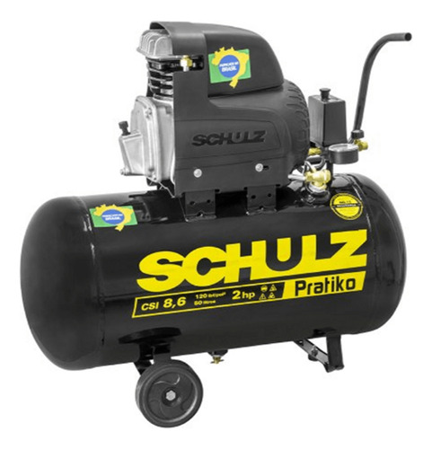 Compressor De Ar Pratiko 50 Litros 2,0 Hp Csi 8,6 Schulz Cor Preto Fase Elétrica Monofásica 220v