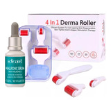 Kit Derma Roller 4 En 1 Rodillo De Microagujas + Serum Ácido Hialurónico Idraet Antiedad