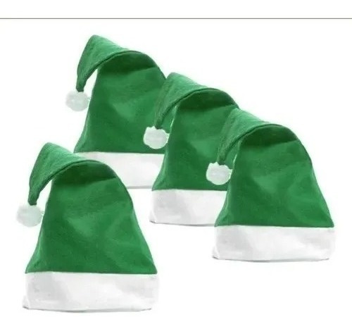 24 Gorros Navideños Santa Claus Verde Posadas Navidad Econom