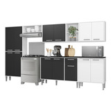 Cozinha Compacta C/ Armário E Balcão Xangai Jazz Multimóveis Cor Branco/preto