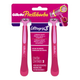 Barbeador Gillette Prestobarba Ultragrip3  Cabeça Móvel Descartável 2 Un