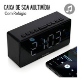 Caixinha De Som Bluetooth Pendrive Usb Sd P2 Alarme Relógio Cor Preto