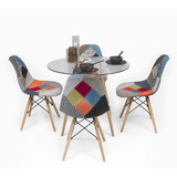 Comedor Mesa 80cms Vidrio + 4 Patchwork 