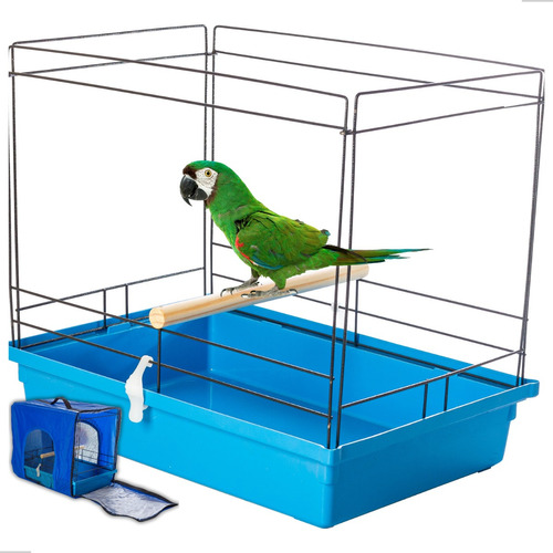 Caixa De Viagem Papagaio Maritacas Com Poleiro Confortavel