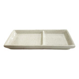 Plato De Ceramica Con Division Beige Jaspeado 21,5 X 11 Cm
