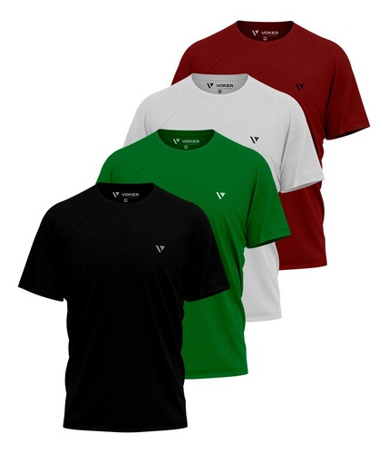 4 Camiseta Masculina Camisas Slim Voker 100% Algodão Atacado