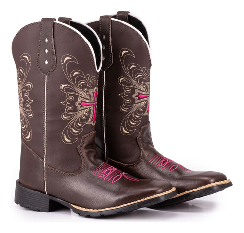 Bota Country Texana Feminina Botina Cowgirl Conforto