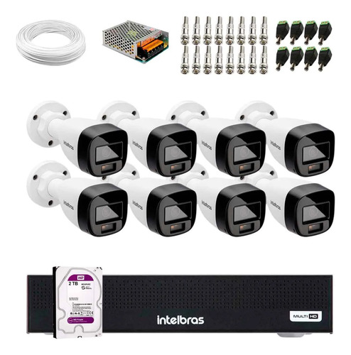 Kit Cameras Intelbras, 8 Full Color, Dvr 8 Canais, C/hd 2tb