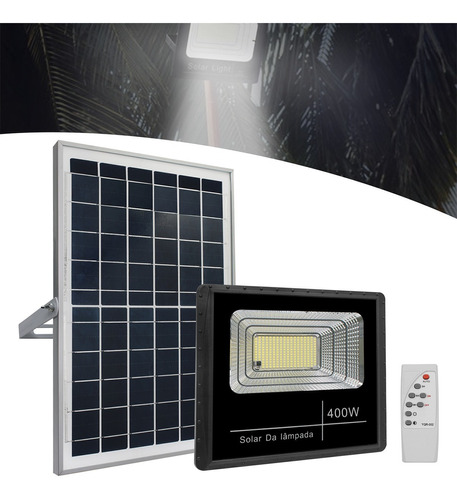 Refletor Solar Led Holofote 400w Placa Bateria Prova Dágua