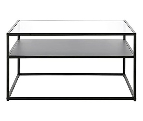 Mesa De Centro Rectangular Metálica Negra