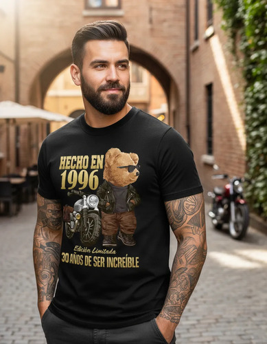 Playera Gaz Tóxico Cumpleaños Oso Biker Hombre