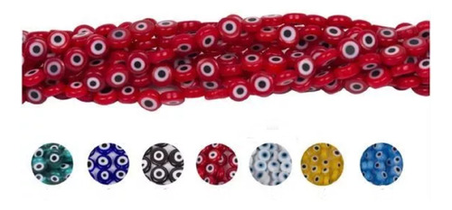 Ojo Turco Plano O Luneta De Cristal 6mm Bisuteria Pulsera