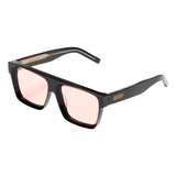 Lentes De Sol Unisex Con Estuche Y Filtro Uv Sarelly Sarelly Lente Rosa Claro Varilla Negro Armazón Negro Diseño Medellin