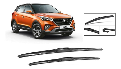 Par De Palhetas Parabrisa Dianteiro Hibrida Hyundai Creta