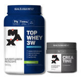 Combo Top Whey 3w 900g + Creatine 300g - Max Titanium Sabor Limão Fresh Lemon