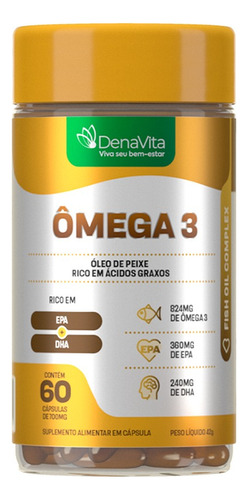 Ômega 3 + Epa + Dha + Óleo De Peixe - 1000mg - Denavita