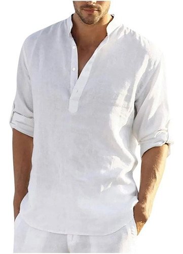 Camiseta Casual De Playa Sólida Con Cuello Alto For Hombre