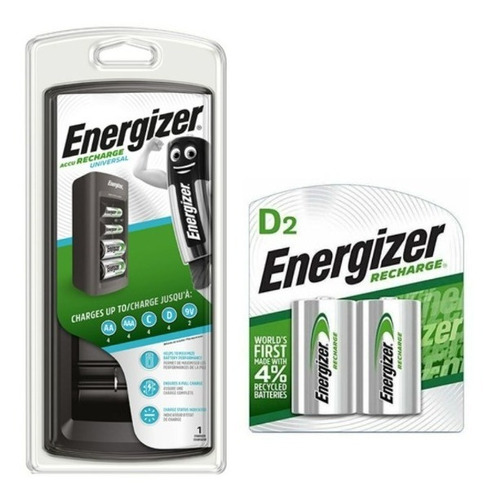 Cargador De Pilas Universal Energizer + Baterías D2