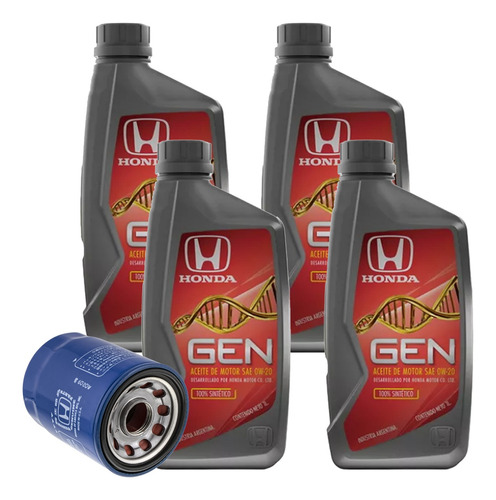 Kit Aceite Gen X 4lts + Filtro Aceite Original Honda Civic