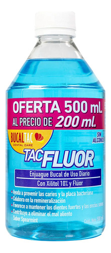 Bucal Tac Fluor Sabor Menta Enjuague Bucal X 500 Ml