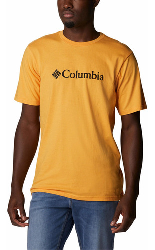 Polera M/c Hombre Csc Basic Logo Naranja Columbia