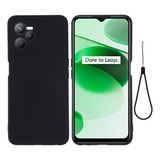 Funda De Teléfono De Silicona Líquida Negra Para Realme C35/