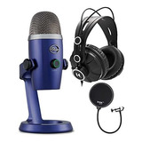 Micrófono Usb Blue Yeti Nano (azul Intenso) Con Audífonos