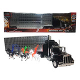 Trailer Ganadero Kenworth W900 Caballos Vacas Esc1:32 L 60cm