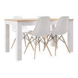 Combo Mesa Comedor Eco 120m Tapa Paraiso 4 Sillas Eames P