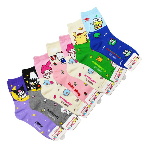 6 Pares De Calcetines Tines Hello Kitty De Moda 