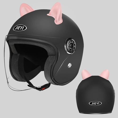 Casco De Motocicleta Con Orejas Gato Para Hombres Y Mujeres