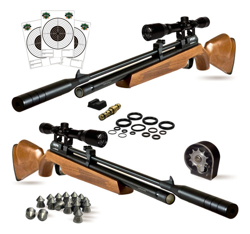 Rifle Aire Comprimido Fox Pcp Pr900 5,5 Caza + Mira Telescop