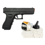 Pistola Airsoft Full Metal Glock V20 + Bbs Rossi 0.20 1000un