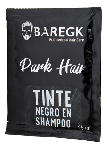  Baregk Sobre Tinte Shampoo Negro Express, Cubre Canas, 25ml