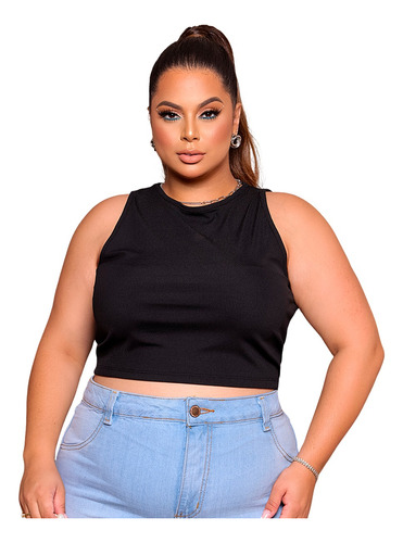 Blusa Cropped Regatinha Feminino Básica Nadador Plus Size 