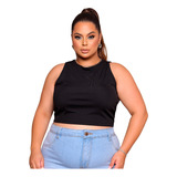 Blusa Cropped Regatinha Feminino Básica Nadador Plus Size 