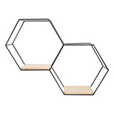 Estantes Flotantes Hexagonales De Metal Negro Para Decoració