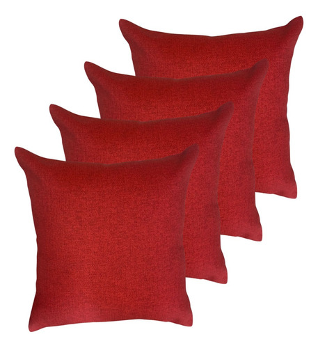 Kit 4 Capa De Almofada 35x35 Linho Rustico Vermelho