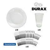 Set Vajilla 72 Unid Durax Tramontina Platos Cubiertos Vasos