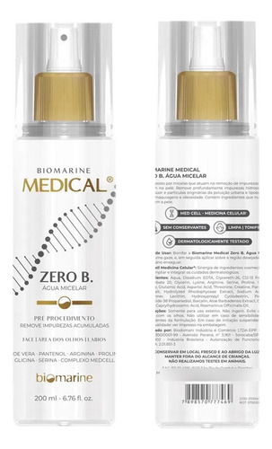 Água Micelar Limpeza Profunda Facial Zero B Biomarine