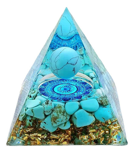 Orgonite Pirâmide Turquesa Criatividade Comunicatividade 6cm