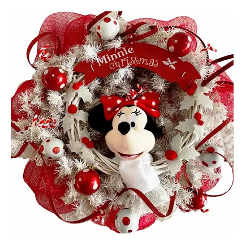 Corona Navideña Minnie Peluche Decoración Navidad Adornos