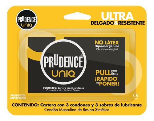 Prudence Uniq Ultra Delgado Y Resistente 3 Condones No Látex