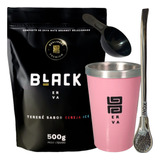 Kit Tereré Black Erva Copo Alumínio Térmico Rosa Bomba Inox