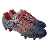 Zapato Futbol Soccer Tachones Antiderrapante Union Gris Rojo