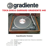 Catálogo / Folder: Toca Disco Gradiente Garrard 440 # Novo 