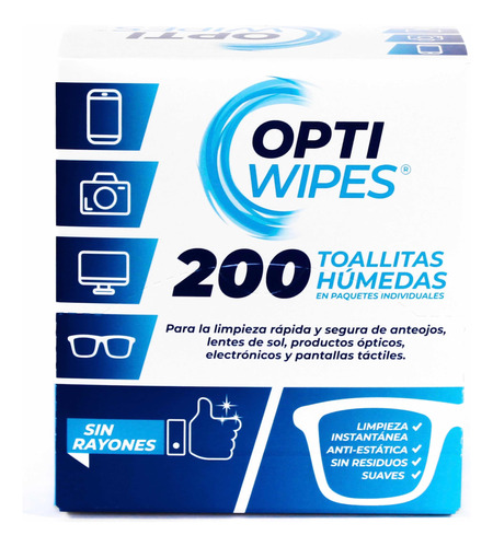 Toallitas Húmedas Limpia Lentes, Cel Y Pantallas - Optiwipes