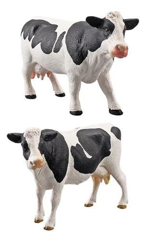 2 Peças De Plástico Realista Animal De Fazenda Vaca Figura